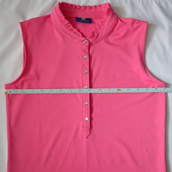 Hot Pink Rhinestone Button Athletic Top - Picture 4 of 5